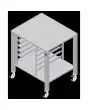 TABLE FIXE - Cod. EKTRS 411 - Table fixe en Aisi 430 avec roues et supports universels - Capacité plaques n. 6 GN 1/1 ou n. 6 grilles 60 x 40 cm - Pour les modèles EKF 311, EKF 364, EKF 411 et EKF 464 dans toutes les versions - Dim. 78,5 x  67 x h 88,3 cm