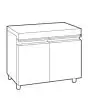 SUPPORT POUR FRITEUSES À PÂTISSERIE AVEC PORTES - DIMENSIONS cm L 70 x P 54 x 60 H