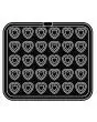 PLAQUE COEUR POUR COOKMATIC - MOD. 1 - EN ALUMINIUM - REVÊTEMENT ANTI-ADHÉSIF - DIMENSIONS L 38 x P 33 cm - CONVIENT AUSSI POUR COOKMATIC SPECIAL - DIM. SUP. 4,6 x 4,5 cm - DIM. INF. 2,7 x 2,6 cm - H 1,8 cm - PROFIL LISSE - 30 EMPREINTES COEUR - ÉPAISSEUR