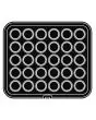 PLAQUE ROUND POUR COOKMATIC - MOD. 26 - EN ALUMINIUM - REVÊTEMENT ANTI-ADHÉSIF - DIMENSIONS L 38 x P 33 cm - CONVIENT AUSSI POUR COOKMATIC SPECIAL - DIM. SUP. ø 4,8 cm - DIM. INF. ø 4,1 cm - H 1,8 cm - PROFIL LISSE - 30 EMPREINTES RONDES PETITES - ÉPAISSE