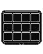 PLAQUE SQUARE POUR COOKMATIC - MOD. 35 - EN ALUMINIUM - REVÊTEMENT ANTI-ADHÉSIF - DIMENSIONS L 38 x P 33 cm - CONVIENT AUSSI POUR COOKMATIC SPECIAL - DIM. SUP. 8 x 8 cm - DIM. INF. 7,4 x 7,4 cm - H 2 cm - PROFIL LISSE - 12 EMPREINTES CARRÉES - ÉPAISSEUR P
