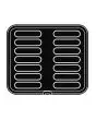 PLAQUE ECLAIR POUR COOKMATIC - MOD. 38 - EN ALUMINIUM - REVÊTEMENT ANTI-ADHÉSIF - DIMENSIONS L 38 x P 33 cm - CONVIENT AUSSI POUR COOKMATIC SPECIAL - DIM. SUP. 12,6 x 3,2 cm - DIM. INF. 12,3 x 3 cm - H 1,5 cm - 14 EMPREINTES ÉCLAIR - ÉPAISSEUR PAROIS 3,5 