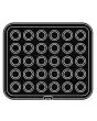 PLAQUE ROUND POUR COOKMATIC - MOD. 42 - EN ALUMINIUM - REVÊTEMENT ANTI-ADHÉSIF - DIMENSIONS L 38 x P 33 cm - CONVIENT AUSSI POUR COOKMATIC SPECIAL - DIM. SUP. ø 4,3 cm - DIM. INF. ø 3,1 cm - H 1,7 cm - PROFIL LISSE - 30 EMPREINTES RONDES PETITES - ÉPAISSE