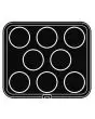 PLAQUE ROUND POUR COOKMATIC - MOD. 45 - EN ALUMINIUM - REVÊTEMENT ANTI-ADHÉSIF - DIMENSIONS L 38 x P 33 cm - CONVIENT AUSSI POUR COOKMATIC SPECIAL - DIM. SUP. ø 9 cm - DIM. INF. ø 8,7 cm - H 2 cm - PROFIL LISSE - 8 EMPREINTES RONDES - ÉPAISSEUR PAROIS 5 m