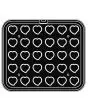 PLAQUE COEUR POUR COOKMATIC - MOD. 60 - EN ALUMINIUM - REVÊTEMENT ANTI-ADHÉSIF - DIMENSIONS L 38 x P 33 cm - CONVIENT AUSSI POUR COOKMATIC SPECIAL - DIM. SUP. 4 x 3,8 cm - DIM. INF. 3,7 x 3,5 cm - H 1,7 cm - PROFIL LISSE - 30 EMPREINTES COEUR - ÉPAISSEUR 