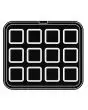 PLAQUE SQUARE POUR COOKMATIC - MOD. UM - EN ALUMINIUM - REVÊTEMENT ANTI-ADHÉSIF - DIMENSIONS L 38 x P 33 cm - CONVIENT AUSSI POUR COOKMATIC SPECIAL - DIM. SUP. 6,9 x 6,9 cm - DIM. INF. 6 x 6 cm - H 2 cm - PROFIL LISSE - 12 EMPREINTES CARRÉES PETITES - ÉPA