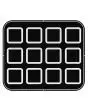 PLAQUE SQUARE POUR COOKMATIC - MOD. U - EN ALUMINIUM - REVÊTEMENT ANTI-ADHÉSIF - DIMENSIONS L 38 x P 33 cm - CONVIENT AUSSI POUR COOKMATIC SPECIAL - DIM. SUP. 6,9 x 6,9 cm - DIM. INF. 6,2 x 6,2 -H cm 1,5 cm - PROFIL LISSE - 12 EMPREINTES CARRÉES PETITES -