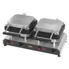 MACHINE POUR WAFFEL , GAUFFRES - Mod 51913EU - BASE DOUBLE POUR PLAQUES INTERCHANGÉABLES- Alimentation V 400/50-60Hz TRIPHASÉ  - PUISSANCE  W 5600 - DIM. Cm L 61 x P 34 x h 27,5