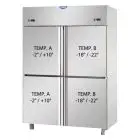 ARMOIRE RÉFRIGÉRÉE EN ACIER INOX AISI 304 - VENTILÉE  - RÉFRIGÉRÉE - TN+BT -  Mod. A4 I4 MID PN - CAPACITÉ 1380 Lt - N. 4 PORTES - TEMPERATURA POSITIVE -2°/+10°C - TEMPÉRATURE NEGATIVE -18°/-22°C- Dim. 142x80xh203/210 cm -Norme CE
