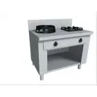 CUISINIÈRE À GAZ EURASIE  2 FEUX - MOD.  PAP02  - Construite exclusivement sur mesure - Compartiment ouvert - Plan de travaille lisse - Puissance au gaz à choisir entre kW  3,0/4,5/7,5/9,5/14/21 - Dim. 100x70xh85 cm - Norme CE