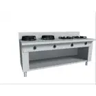 CUISINIÈRE À GAZ EURASIE  4 FEUX - MOD. PAP04 - Construite exclusivement sur mesure - Compartiment ouvert - Plan de travaille lisse - Puissance au gaz à choisir entre kW  3,0/4,5/7,5/9,5/14/21 - Dim. 200x70xh85 cm - Norme CE