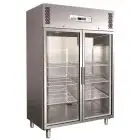 ARMOIRE RÉFRIGÉRÉE EN ACIER INOX AISI 304 - VENTILÉ - Mod. G-GN1410TNG - GASTRONORM 2/1 (65x53m ) - N. 2 PORTES EN VERRE - CAPACITÉ  1325 LT - Température -2°/+8°C - Dim. 148x83x201 cm - Norme CE