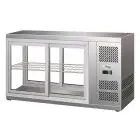 VITRINE RÉFRIGÉRÉE POUR COMPTOIR SNACK EN ACIER INOX AISI 430 - Mod. G-HAV111 - Température +2/+8°C - Lt. 150 - VOLTAGE MONOPHASE 230V/1/50Hz - PUISSANCE W 180 - Dim. 131 x51 x55 H cm - Poids 72 Kg.
