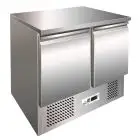 SALADETTE ET TABLE RÉFRIGÉRÉE EN ACIER INOX AISI 304 - GASTRONORM 1/1 ( 53x32,5 cm) - STATIQUE - Mod. G-S901 - N. 2 portes réfrigérées - Température +2°/+8°C - Dim. 90x70x85 cm - Norme CE