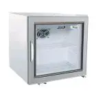 ARMOIRE RÉFRIGÉRÉE EN TÔLE PEINTE SNACK - STATIQUE Mod. G-SC50G - CAPACITÉ Lt 68 - N. 1 PORTE EN VERRE - Température +2°/+8°C - Dim. cm 57x53,3 x53 - Norme CE