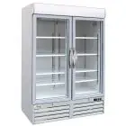 ARMOIRE RÉFRIGÉRÉE EN TÔLE PEINTE - SNACK - Mod. G-SNACK930BTG - Capacité  1078 Lt - N. 2 PORTES EN VERRE - Température -18º/-22ºC - Dim. 1376x63x213 cm - Norme CE