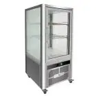 VITRINE RÉFRIGÉRÉE VERTICALE EN ACIER INOX AISI 430 - DOUBLE VITRE SUR 4 CÔTÉS - Mod. G-VGP200R - VENTILÉ - CAPACITÉ' Lt 200 - Température +2°/+8°C - Dim. 70,1 x74,2 x130 h cm - Norme CE