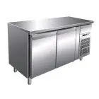 TABLE  RÉFRIGÉRÉE EN ACIER INOX AISI 304 - VENTILÉ - Mod. G-GN2100BT - GASTRONORM 1/1 ( 53x32,5cm) - CAPACITÉ BRUTE 282 Lt - N. 2 PORTES - Température -18º/-22ºC - Dim. 136x70x86 cm - Norme CE