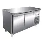 TABLE RÉFRIGÉRÉE EN ACIER INOX AISI 304 - POUR SNACK - VENTILÉ - Mod. G-SNACK2100TN - CAPACITÉ BRUTE 228 Lt - N. 2 PORTES - Température -2°/+8°C - Dim. 136x60x86 cm - Norme CE