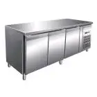 TABLE RÉFRIGÉRÉE  EN ACIER INOX AISI 304 - POUR SNACK - VENTILÉ - Mod. G- SNACK3100TN - CAPACITÉ BRUTE 339 Lt  - N. 3 PORTES - Température -2°/+8°C - Dim. 179,5x60x86 cm - Norme CE
