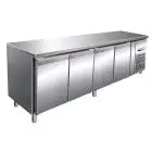 TABLE RÉFRIGÉRÉE EN ACIER INOX AISI 304 - POUR SNACK - VENTILÉ - Mod. G-SNACK4100TN - CAPACITÉ BRUTE 449 Lt - N. 4 PORTES - Température -2°/+8°C - Dim.  223x60x86 cm - Norme CE