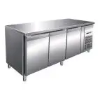 TABLE RÉFRIGÉRÉE EN ACIER INOX AISI 304 - POUR  PÂTISSERIE - VENTILÉ - Mod. G-PA3100TN - CAPACITÉ BRUTE 580 Lt - N. 3 PORTES - Température +2°/+8°C - Dim. 202x80x86 cm - Norme CE