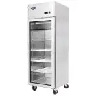 ARMOIRE RÉFRIGÉRÉE EN ACIER INOX - SNACK - Mod. YCF9401GR - FROID VENTILÉ - CAPACITÉ 410 L - 1 PORTE VITRÉE - TEMPÉRATURE 0°/+8°C - Dim. L 60 x P 73 x h 195,5 cm - Norme CE
