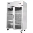 ARMOIRE RÉFRIGÉRÉE COMPACTE EN ACIER INOX - Mod. YCF9402GR - FROID VENTILÉ - CAPACITÉ 900 L - 2 PORTES VITRÉES - TEMPÉRATURE 0°/+8°C - Dim. L 120 x P 73 x h 195,5 cm - Norme CE