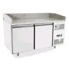 TABLE RÉFRIGÉRÉE / COMPTOIR À PIZZA EN ACIER INOX - Mod. EPF3495GR - CLASSE ÉNERGÉTIQUE A - POUR BACS À PÂTONS 60 x 40 cm - FROID VENTILÉ - 2 PORTES - TEMPÉRATURE -2°/+8°C - Dim. L 151 x P 80 x h 100/160 cm - Norme CE