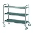 Chariot de service à trois niveaux - Mod 1405 - Structure en acier inox - Rayons moulés en forme de plateaux - Dimensions L 109 x P 59 x h 95 cm