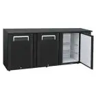 ARRIÈRE DE BAR RÉFRIGÉRÉ POUR BOISSONS - Mod. QB 300 - Température : +2°/+8°C - Capacité : 500 L - Alimentation MONOPHASÉE 230 V/1 - Puissance : 351 W - Dimensions L 208,5 x P 51,5 x h 86 cm- Poids : 119 kg