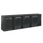 ARRIÈRE DE BAR RÉFRIGÉRÉ POUR BOISSONS - Mod. QB 400 - Température : +2°/+8°C - Capacité : 618 L - Alimentation MONOPHASÉE 230 V/1 - Puissance : 385 W - Dimensions L 254 x P 51,5 x h 86 cm - Poids : 149 kg