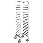 Chariot porte-bacs et plaques - Mod. 2077 - Structure en acier inoxydable AISI 304 - capacité 18 bacs/plaques 60 x 40 cm - espacement des glissières cm 7,5 - Dimensions cm 52 x 72 x 176 h