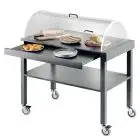 CHARIOT À DEUX ÉTAGÈRES - MOD. 6854 - PIEDS EN BOIS MASSIF - N. 2 ÉTAGÈRES EN MÉLAMINE - PORTE ASSIETTES AMOVIBLE - COUPOLE OUVRANTE SUR LES DEUX CÔTÉS  - DIM.  100 x  56 x h 110 cm cm