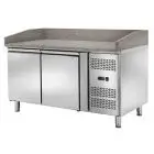 COMPTOIR RÉFRIGÉRÉ À PIZZA EN ACIER INOX - POUR BACS À PIZZA cm 60 x 40 x 7 H - VENTILÉ  - Mod. CM2602TN - N. 2 PORTES RÉFRIGÉRÉES- TEMPÉRATURE -2°/+8°C - Dim. cm. L 151 x P 80 x h 105 - Norme CE