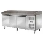 COMPTOIR RÉFRIGÉRÉ À PIZZA EN ACIER INOX - POUR BACS À PIZZA cm 60 x 40 x 7 H - VENTILÉ  - Mod. CM3602TN - N. 3 PORTES RÉFRIGÉRÉES - TEMPÉRATURE -2°/+8°C - Dim. cm. L 202 x P 80 x h 105 - Norme CE