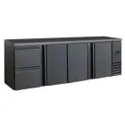 ARRIÈRE DE BAR RÉFRIGÉRÉ POUR BOISSONS - Mod DD 423 UF - Température 0°/+10°C - Capacité lt. 586 - Alimentation monophasée V220/1 - Puissance W 320 - Dimensions cm L 254,2 x P 51,3 x H 86 - Poids Kg. 123