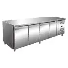 TABLE RÉFRIGÉRÉE EN ACIER INOX AISI 304 - FROID VENTILÉ - Mod. ECZ4100BT - GASTRONORM 1/1 (53 x 32,5 cm) - 4 PORTES - CAPACITÉ 616 L - TEMPÉRATURE -10°/-20°C - Dim. L 223 x P 70 x h 86 cm - Norme CE