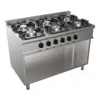 CUISINIÈRES À GAZ  6 FEUX - MOD. G7NURG6DC6M - Compartiment ouvert - Puissance kW 27 - Dim. 120x70xh85 cm - Norme CE