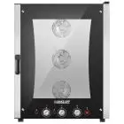 FOUR Â GAZ COMBINÉ À CONVECTION ET VAPEUR - Cod. EASY10G - CONVIENT POUR GAZTRONOMIE,BOULANGERIE ET PÂTISSERIE - Capacité plaques n. 10 60 x 40 cm ou GN  1/1 - Puissance kW 16,5 -Voltage230 V 50/60 Hz MONOPHASE - 15050 KCAL/H - Température max °C 270 - Di