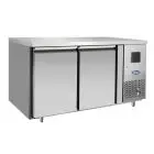 TABLE RÉFRIGÉRÉE EN ACIER INOX - SNACK - FROID VENTILÉ - Mod.EPF3461GR-304T - 2 PORTES - CAPACITÉ 240 L - TEMPÉRATURE -17°/-22°C - Dim. L 136 x P 60 x h 85 cm - Norme CE