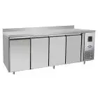 TABLE RÉFRIGÉRÉE AVEC DOSSERET EN ACIER INOX - FROID VENTILÉ - Mod.EPF3442GR-SB-304T - CLASSE ÉNERGÉTIQUE A - GASTRONORM 1/1 (53 x 32,5 cm) - 4 PORTES - CAPACITÉ 560 L - TEMPÉRATURE -2°/+8°C - Dim. L 223 x P 70 x h 95 cm - Norme CE