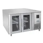 TABLE RÉFRIGÉRÉE EN ACIER INOX AISI 304 - Mod. EPF3721GR - FROID VENTILÉ - GASTRONORM 1/1 - 2 PORTES VITRÉES - TEMPÉRATURE 0°/+8°C - Dim. L 136 x P 70 x h 85 cm - Norme CE