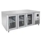 TABLE RÉFRIGÉRÉE EN ACIER INOX AISI 304 - Mod. EPF3731GR - FROID VENTILÉ - GASTRONORM 1/1 - 3 PORTES VITRÉES - TEMPÉRATURE 0°/+8°C - Dim. L 179,5 x P 70 x h 85 cm - Norme CE