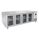 TABLE RÉFRIGÉRÉE EN ACIER INOX AISI 304 - Mod. EPF3741GR - FROID VENTILÉ - GASTRONORM 1/1 - 4 PORTES VITRÉES - TEMPÉRATURE 0°/+8°C - Dim. L 223 x P 70 x h 85 cm - Norme CE