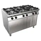 CUISINIÈRE À GAZ 6 FEUX  - MOD. H7MZE6DC - Compartiment ouvert - Sans flamme pilote - Puissance  kW 28,5 - Dim. : cm L 120 x P 70 x H 85 - Norme CE