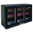 VITRINE RÉFRIGÉRÉE EN TÔLE PEINTE ET ALLUMINIUM - POUR BOISSONS - Mod. G-BC3PS87 - VENTILÉ - CAPACITÉ 320 Lt - N. 3 PORTES COULISSANTES - Température +2°/+8°C - Dim. 135x53,5x87 cm - Norme CE