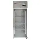 ARMOIRE RÉFRIGÉRÉE EN ACIER INOX AISI 201 - VENTILÉ - Mod. G-GN650BTG-FC - GASTRONORM 2/1 ( 65x53cm) - N. 1 PORTE EN VERRE - CAPACITÉ 700 LT - Température -18°/-22º C - Dim. 74x83x201cm - Norme CE