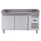 COMPTOIR RÉFRIGÉRÉ À PIZZA EN ACIER INOX AISI 201 - POUR BACS À PIZZA 60x40 cm - Ventilé - Mod. G-PZ2600TN FC - N. 2 Portes  réfrigérés - Température -2°/+8°C - Dim. 151x80xh100 cm - Norme CE