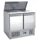 SALADETTE RÉFRIGÉRÉE EN ACIER INOX AISI 201 - GASTRONORM 1/1 ( 53x32,5cm) - STATIQUE - Mod. G-S900 FC - N. 2 portes réfrigérées - Température +2°/+8°C - Dim. 90x70x85 cm - Norme CE